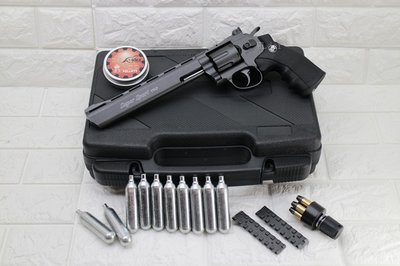 [01] WG 8吋 左輪 4.5mm 喇叭彈 CO2直壓槍 + CO2小鋼瓶 + 喇叭彈 + 槍盒( 左輪城市獵人警用