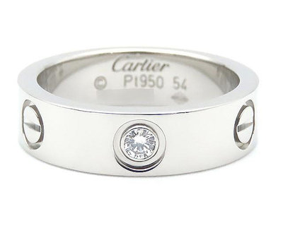 [超優惠!0利率 高階稀有物件#54] Cartier 卡地亞 LOVE系列 寬版PT950鉑金單鑽螺絲戒指