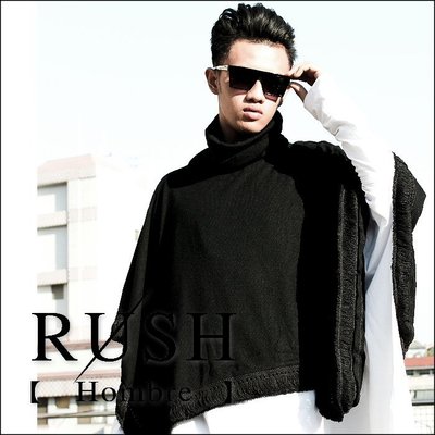 RUSH Hombre (曼谷空運 現貨) 設計師款立高領細流蘇多穿法外搭領巾 (男女皆可) (原價980)