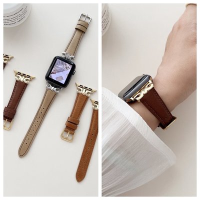 gaming微小配件-蝴蝶皮革錶帶 適用於 Apple Watch S8/Ultra/7/6/se2/4 蘋果智能手錶配件-gm