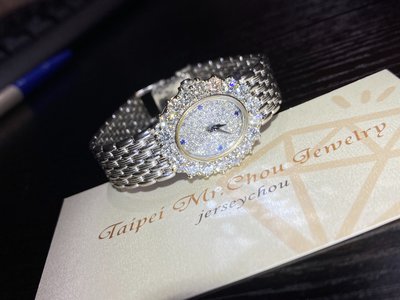 【台北周先生】天然白色真鑽 鑽石手錶 鑽錶 總鑽共2.89克拉 黃金.K金 大量鈀金 滿鑽 女錶 男錶 送TGC證書