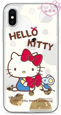 小花花日本精品♥ Hello Kitty閃耀的友情蝴蝶結朋友圖案浮雕流沙保護殼IPHONE10適用預購