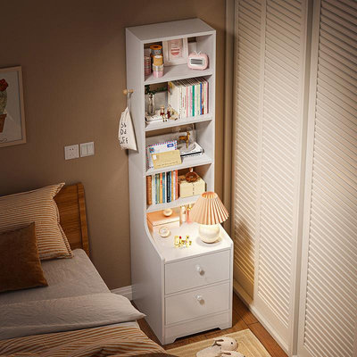生活倉庫~加高床頭柜置物架簡約現代臥室書架床邊柜出租房用簡易柜子儲物柜  免運