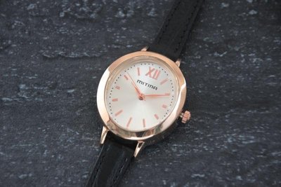 mitina時尚風~清晰高辨識度刻度,橢圓形錶殼石英錶,黑色真皮面錶帶 cartier