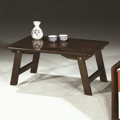 L~胡桃木色實木折疊野餐桌/和室桌/電腦桌/NB桌/床上桌