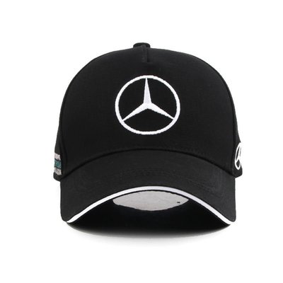 現貨熱銷-Benz賓士AMG車隊F1賽車帽汽車標志機卡丁車太遮陽彎檐帽子新款
