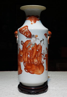 【二手】同治礬紅福祿壽喜財瓶 古玩 老貨 瓷器 【探幽坊】-1770