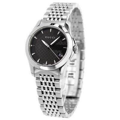 GUCCI YA126502 古馳 手錶 28mm 黑色面盤 不鏽鋼錶帶 女錶