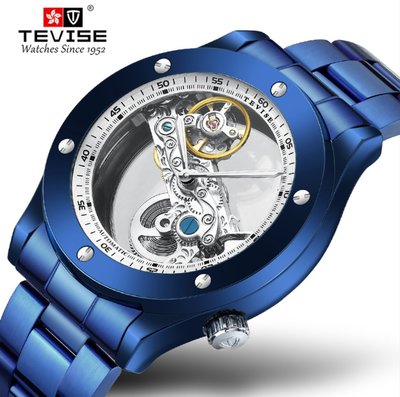 【潮裡潮氣】TEVISE特威斯長機芯鋼帶手錶防水鏤空全自動機械男士時尚手錶T824