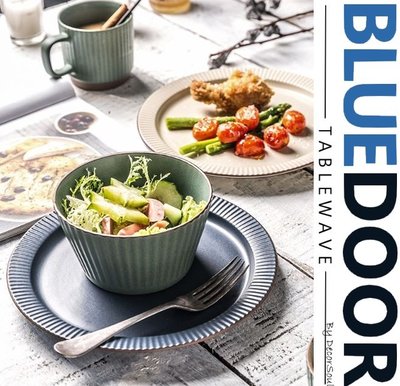 BlueD_ 依藍系列 復古條紋 4.5吋 飯碗 湯碗 碗 沙拉碗 甜點碗 麵碗 仿舊陶瓷 創意設計 可微波 歐式鄉村風