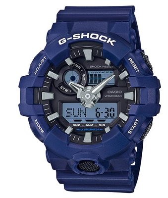 【萬錶行】CASIO G SHOCK無堅不摧時尚運動雙顯腕錶 GA-700-2A