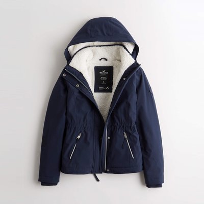 【HOLLISTER Co.】【零碼XS】HC女款風衣外套縮腰白羔毛藍 F02201212-16