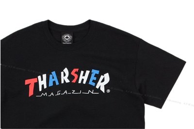 【 K.F.M 】THRASHER Knock-Off T-Shirt  美國圓筒Tee 經典Logo 短T 短袖 黑色