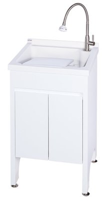 [進口極緻衛浴] 高級實心人造石洗衣槽組/一體立柱腳/活動洗衣板#U550-50 cm