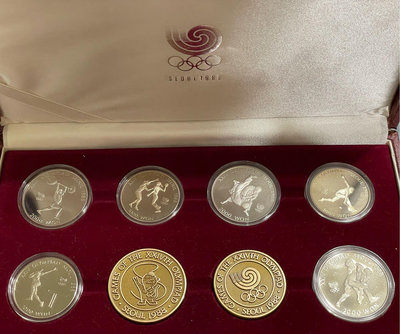 原盒證 韓國1988年1000-2000元漢城奧運會紀念幣共6枚，含紀念章紀念幣 錢幣 收藏
