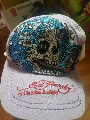 美國潮牌 ED Hardy 好萊塢明星 骷髏頭刺繡 稀有紫色 潮帽 棒球帽 卡車帽 老帽
