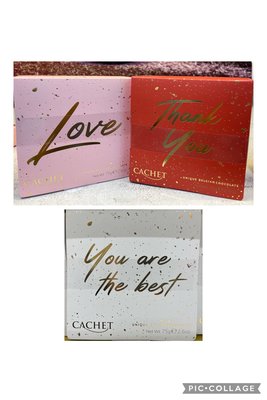 12/20前 比利時Cachet巧克力禮盒75公克（牛奶巧克力25g,白巧克力25g，黑巧克力25g)到期日皆2023/7/13 頁面是單盒價
