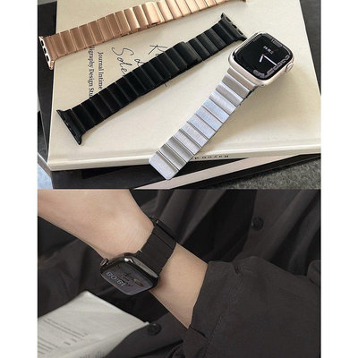 金屬錶帶 適用 Apple Watch 40 42 45mm 回環 磁吸 不銹鋼錶帶 蘋果手錶 7 6 8 商務錶帶-台北之家