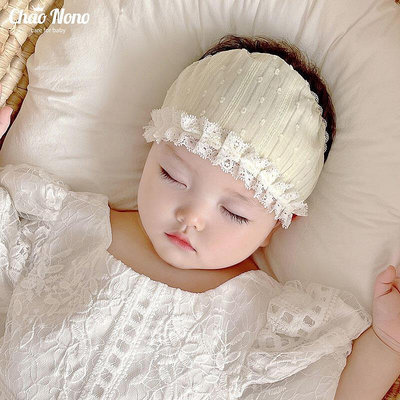 嬰兒發帶新生兒護囟門帽子女寶寶發飾小公主頭飾防受涼遮腦門涼帽