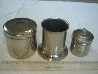 早期醫院用棉花罐~不鏽鋼製~大中小3個合售~懷舊.擺飾.道具