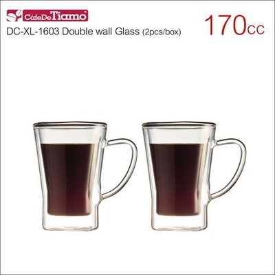 Tiamo堤亞摩咖啡生活館【HG2053】Tiamo DC-XL-1603 有把雙層玻璃杯(2入) 170cc