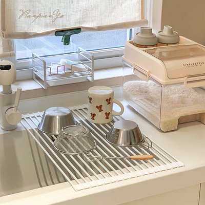 特賣-瀝水籃家用廚房硅膠可折疊水槽瀝水架 碗碟收納置物架瀝水籃控水神器