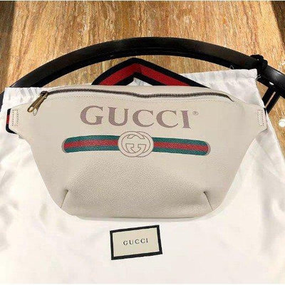 GUCCI 493869 腰包 牛皮 綠紅綠 WEB 白色 胸口包