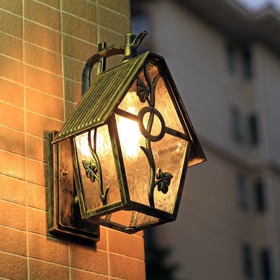 美式陽臺壁燈別墅露臺花園防水墻燈歐式復古過道戶外庭院壁燈LED