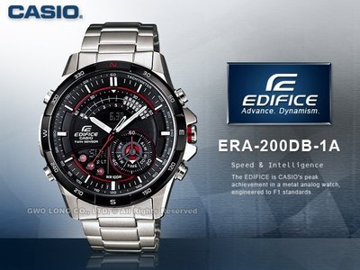 CASIO手錶專賣店 卡西歐 EDIFICE ERA-200DB-1A 男錶 世界時間 LED 溫度計 不鏽鋼錶帶 促銷