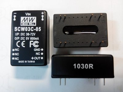 明緯 SCW03C-05 DC DC 隔離電源轉換模組 輸入DC36~72V 輸出DC5V 600mA