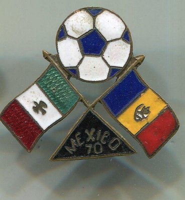 1970年 墨西哥 FIFA 世界杯足球 章 銅徽章 羅馬尼亞 VS 墨西哥