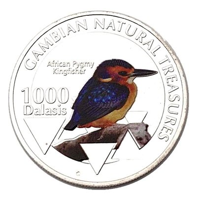 特價！現貨非洲岡比亞侏儒翠鳥紀念幣自然環境紀念幣翠鳥非洲動物紀念幣