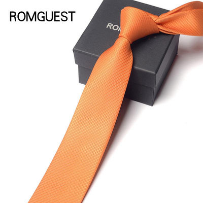 男士女商務休閑斜紋純色領帶橙色 6CM窄韓版黑藍紫新郎結婚禮盒裝
