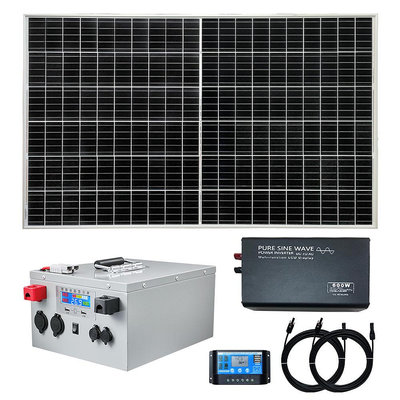 【藍天百貨】太陽能24V轉110V鋰鐵電池600W發電系統 太陽能控制器 蓄電 DIY 緊急備電