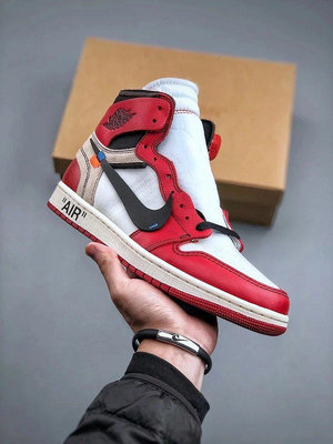 （零點）耐克喬丹AJ1 Air Jordan 1 x OFF-WHITE “紅聯名”高幫男女休閑鞋