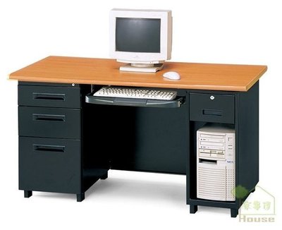 [ 家事達 ] OA-242-6 鋼製液晶木紋面電腦桌(140*70*74cm)  書桌 辦公桌