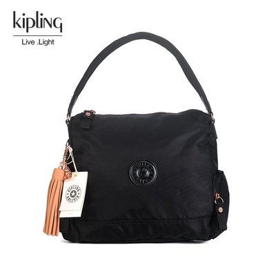 全新 Kipling 猴子包 K14004 質感黑流蘇吊飾 輕便防水休閒時尚大容量多隔層旅遊包 手提包 肩背包