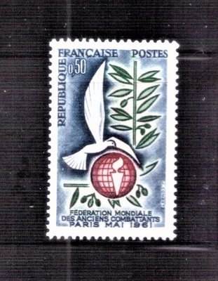 【珠璣園】F6109 法國郵票 - 1961年 世界退役軍人聯合會 1全