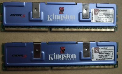 金士頓DDR3-1375雙通道KHX11000D3LLK2/2G容量共2GB(1G+1GB記憶體有散熱片HYPERX終保