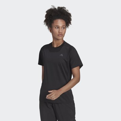 【adidas 愛迪達】AEROREADY女款專業運動 跑步 短袖上衣 黑色 H57742  尺寸:XS~XL