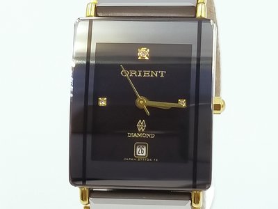 【ORIENT 】ORIENT 東方 方型黑面 石英鍍金/陶瓷錶 6點日期顯示 經典男錶 附原廠保證書