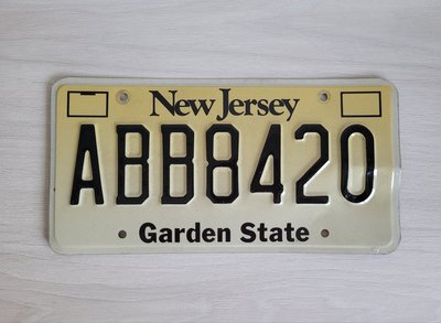美國 New Jersey 新澤西州(紐澤西) 二手車牌ABB8420收藏品