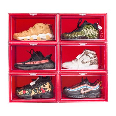 GOTO球鞋收納盒紅色收藏亞克力鞋盒側開磁鐵鞋柜鞋架防氧化展示架滿減 促銷 夏季