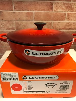 法國🇫🇷 Le Creuset  22CM 黑琺瑯媽咪鍋 (櫻桃紅)  全新免運費