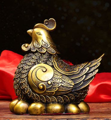 純銅金母雞擺件 黃銅母雞下蛋銅件擺設 銅器金雞生肖雞聚財好運居家擺飾開業禮物