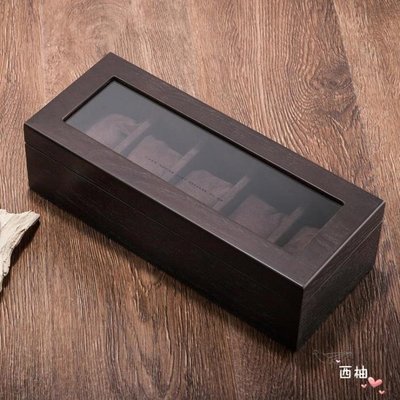 【熱賣下殺】木質天窗手錶盒五格木制機械錶展示盒首飾手鍊收納盒