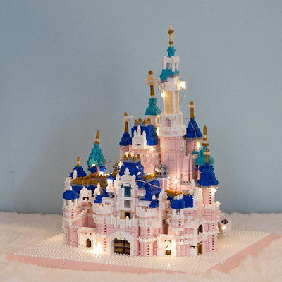 HONCCI迪士尼城堡建筑兒童益智拼插積木小顆粒女孩子禮物模型