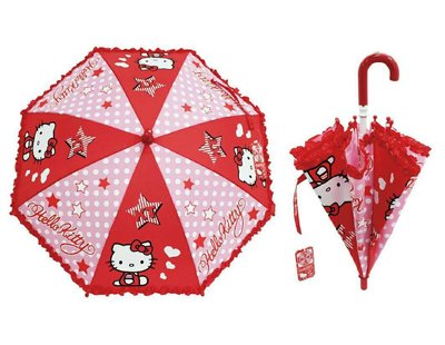 【卡漫迷】 Hello Kitty 童傘 蕾絲緞帶 點點 小 ㊣版 兒童 雨傘 安全開傘設計 幼兒 三麗鷗 凱蒂貓 雨具