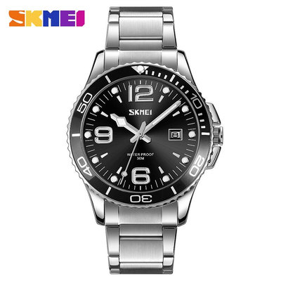 Skmei 9278 經典設計的石英手錶男士豪華全鋼運動防水男士手錶頂級品牌日期顯示男鐘