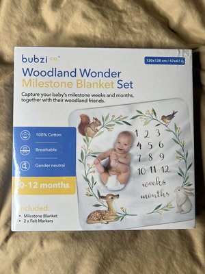 台灣現貨 全新 里程碑毯 bubzi woodland wonder co 嬰兒被 嬰兒毯 棉被 披毯
